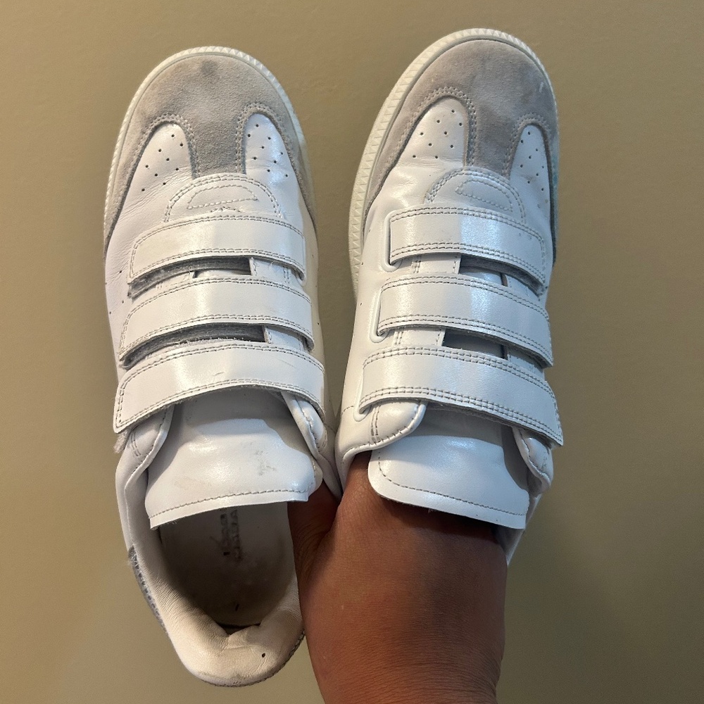 White and Silver Isabel Marant Beth Sneakers